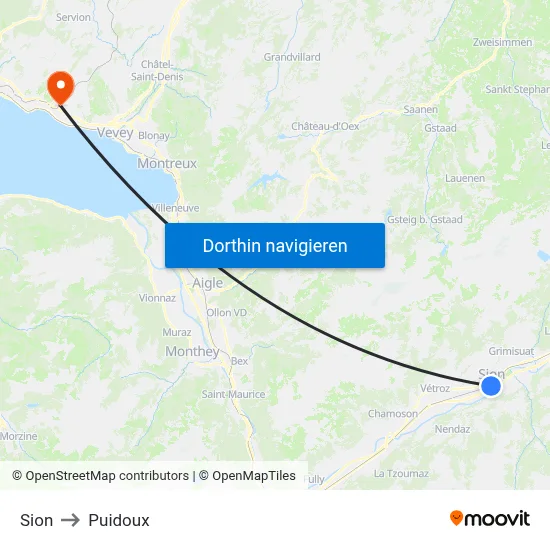 Sion to Puidoux map