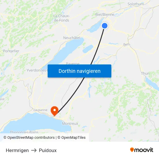 Hermrigen to Puidoux map