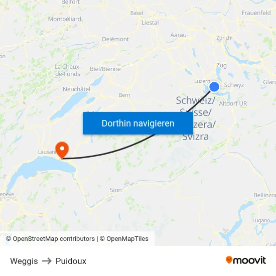 Weggis to Puidoux map