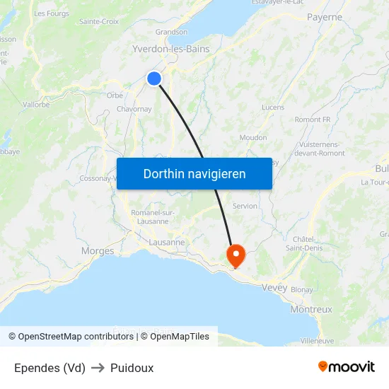 Ependes (Vd) to Puidoux map