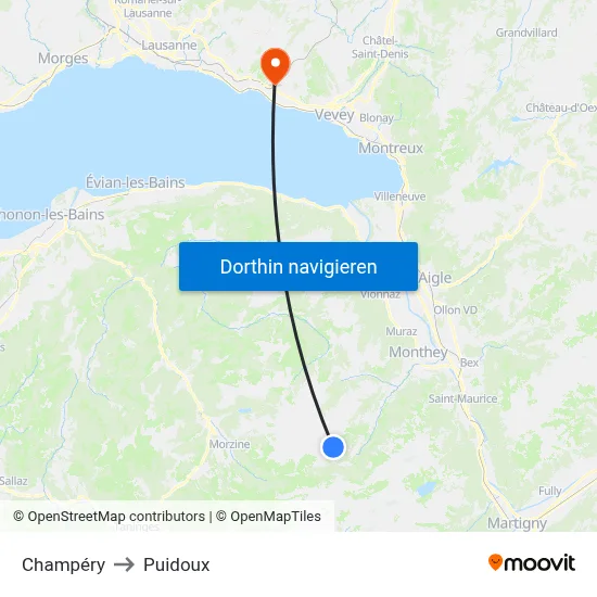 Champéry to Puidoux map