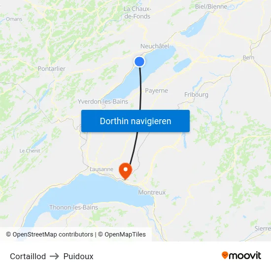 Cortaillod to Puidoux map