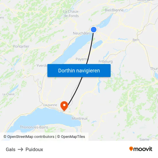 Gals to Puidoux map