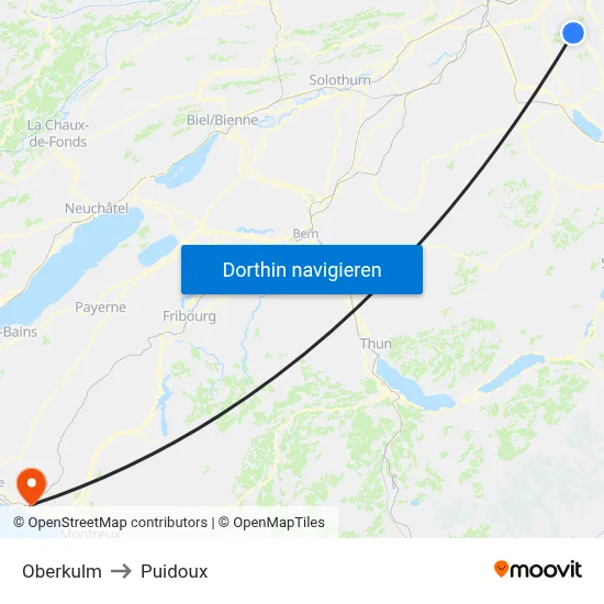 Oberkulm to Puidoux map