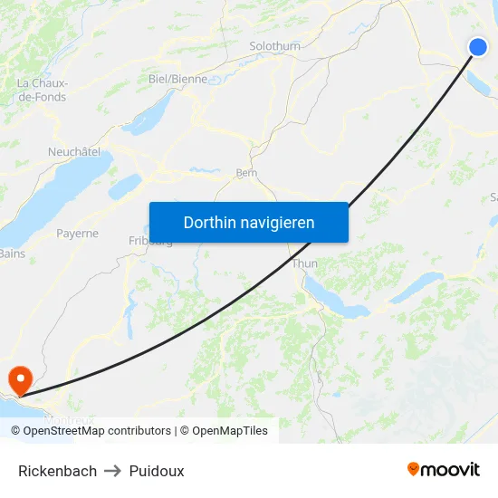 Rickenbach to Puidoux map
