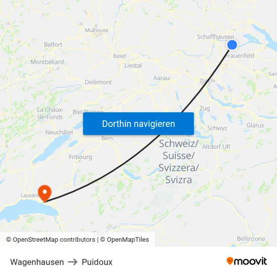 Wagenhausen to Puidoux map