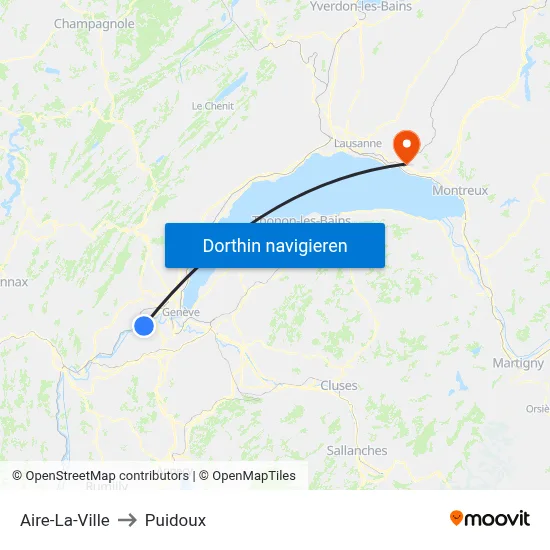 Aire-La-Ville to Puidoux map