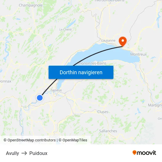 Avully to Puidoux map