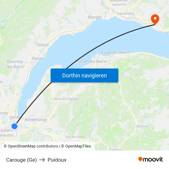 Carouge (Ge) to Puidoux map