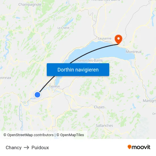 Chancy to Puidoux map