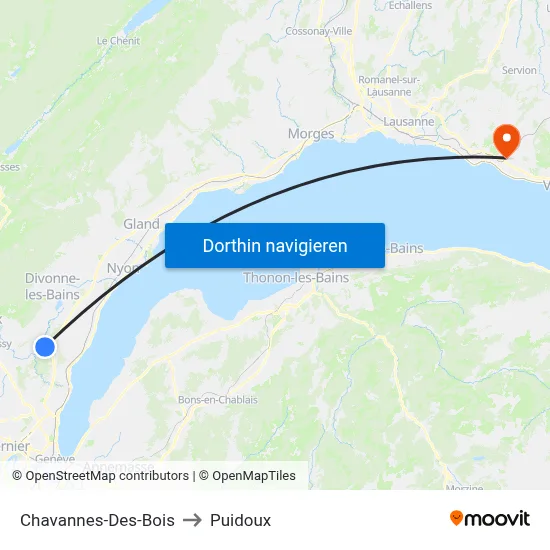 Chavannes-Des-Bois to Puidoux map