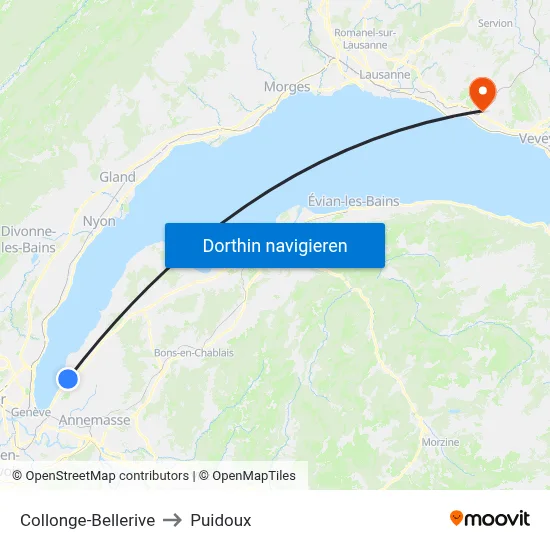 Collonge-Bellerive to Puidoux map