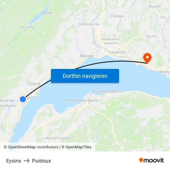 Eysins to Puidoux map