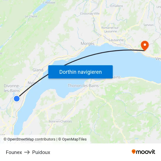 Founex to Puidoux map