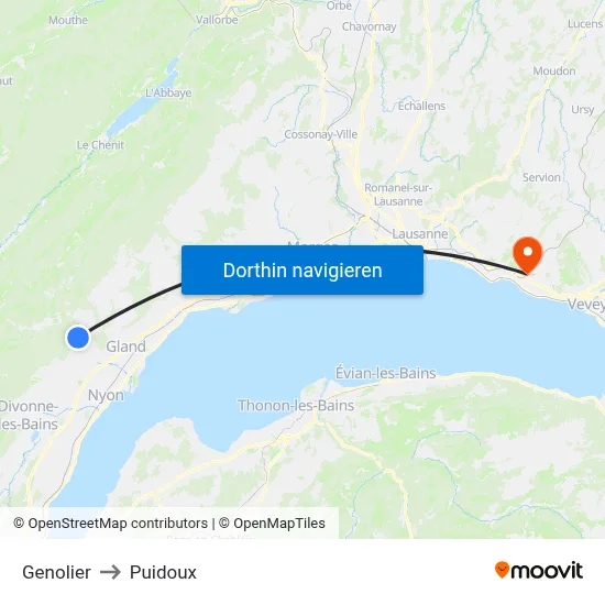 Genolier to Puidoux map