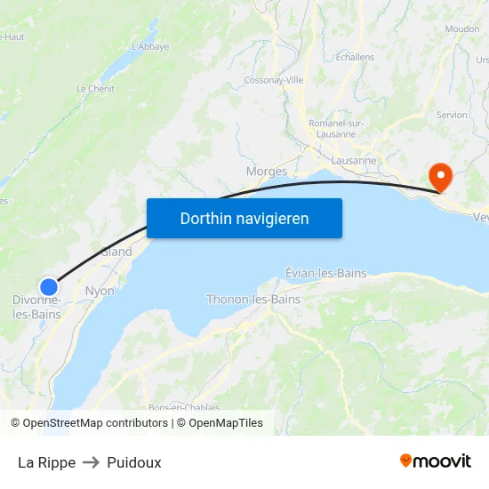 La Rippe to Puidoux map