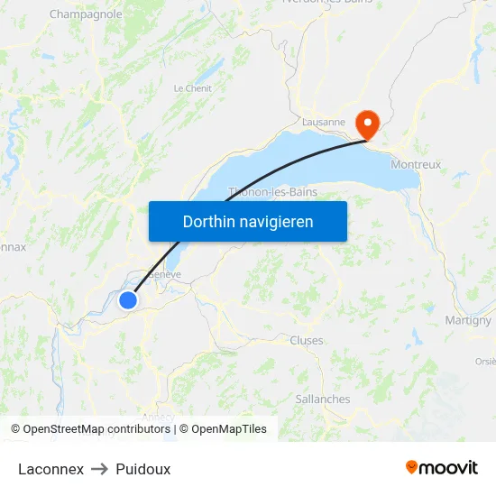 Laconnex to Puidoux map