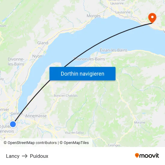 Lancy to Puidoux map