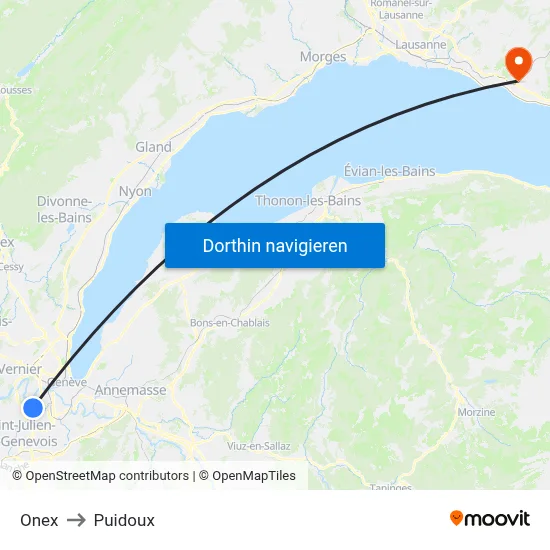 Onex to Puidoux map