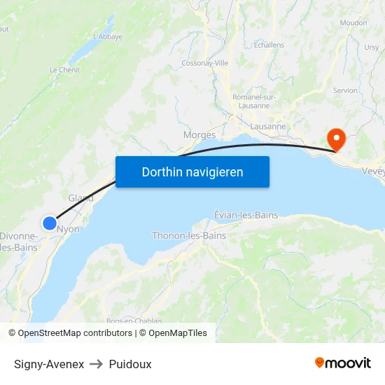 Signy-Avenex to Puidoux map