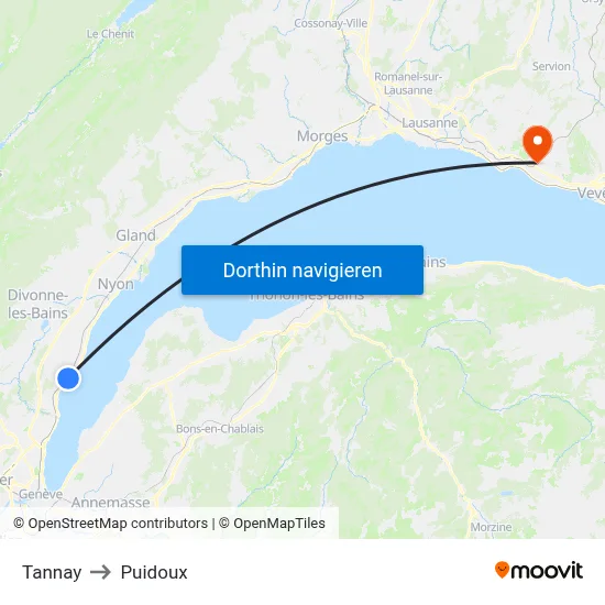 Tannay to Puidoux map