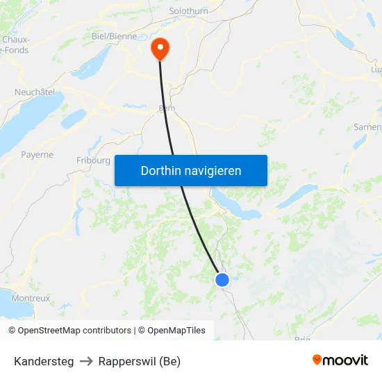 Kandersteg to Rapperswil (Be) map