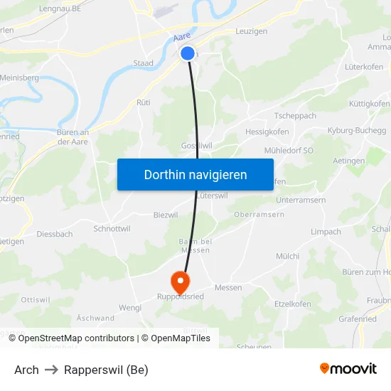 Arch to Rapperswil (Be) map