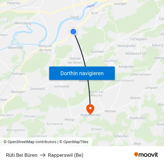 Rüti Bei Büren to Rapperswil (Be) map