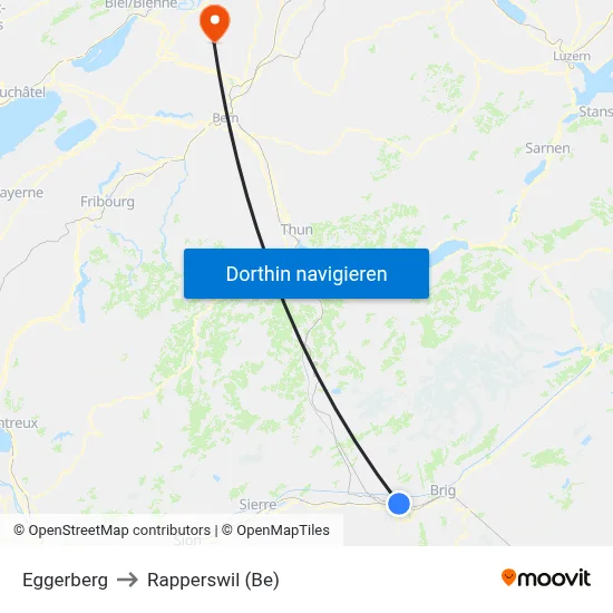 Eggerberg to Rapperswil (Be) map