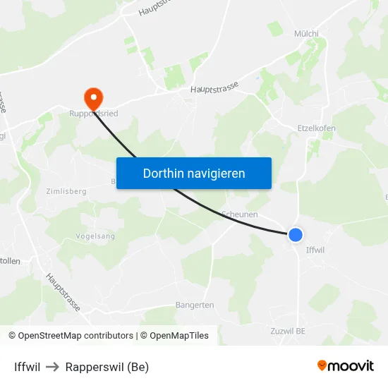 Iffwil to Rapperswil (Be) map