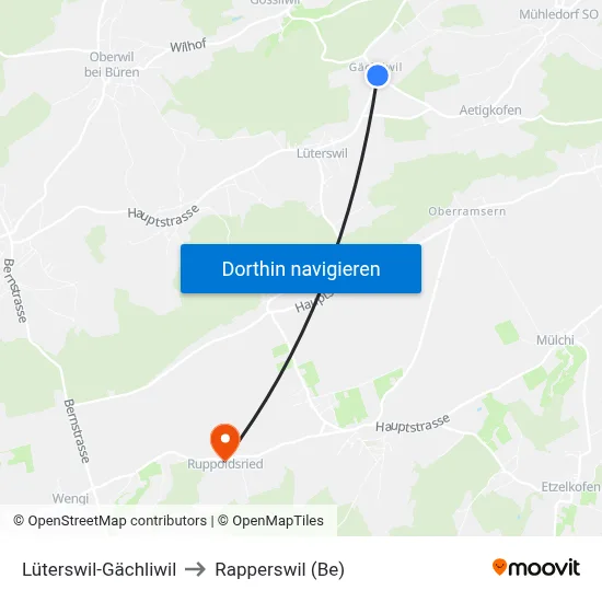 Lüterswil-Gächliwil to Rapperswil (Be) map