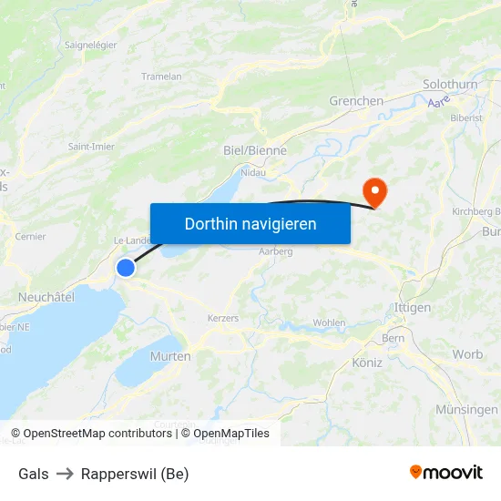 Gals to Rapperswil (Be) map