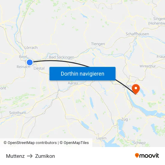 Muttenz to Zumikon map