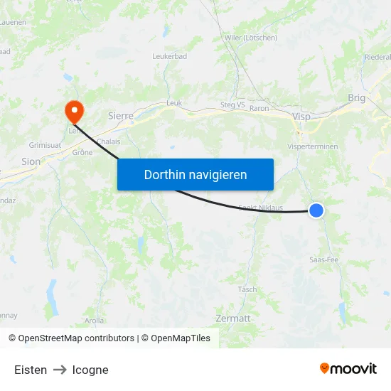 Eisten to Icogne map