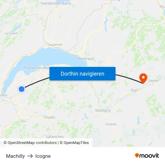 Machilly to Icogne map