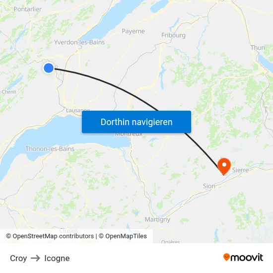 Croy to Icogne map