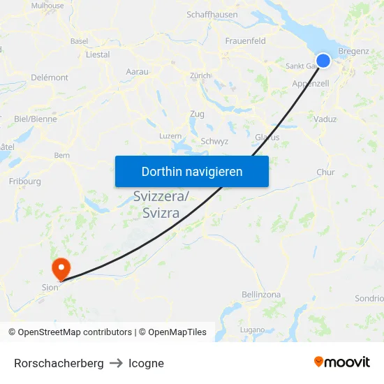 Rorschacherberg to Icogne map