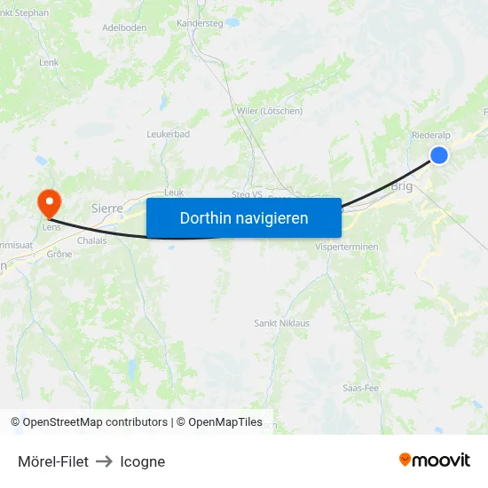 Mörel-Filet to Icogne map