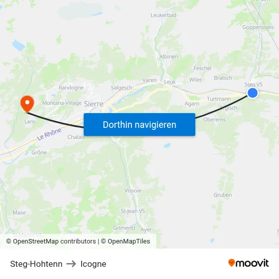 Steg-Hohtenn to Icogne map
