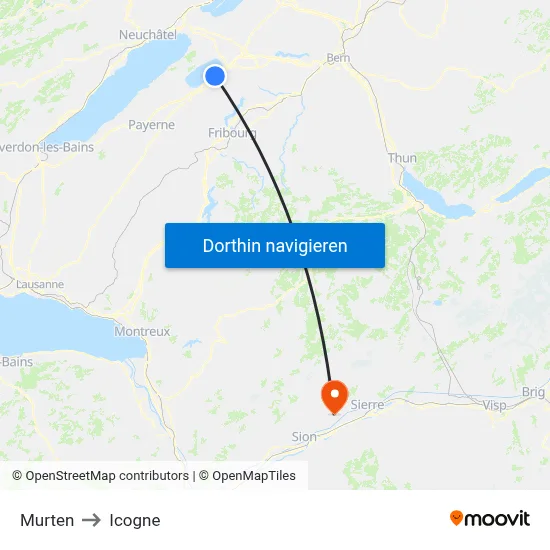 Murten to Icogne map
