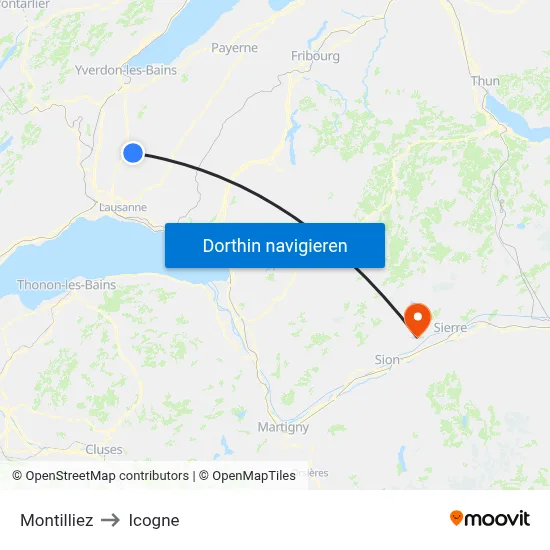 Montilliez to Icogne map
