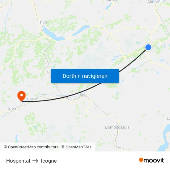 Hospental to Icogne map