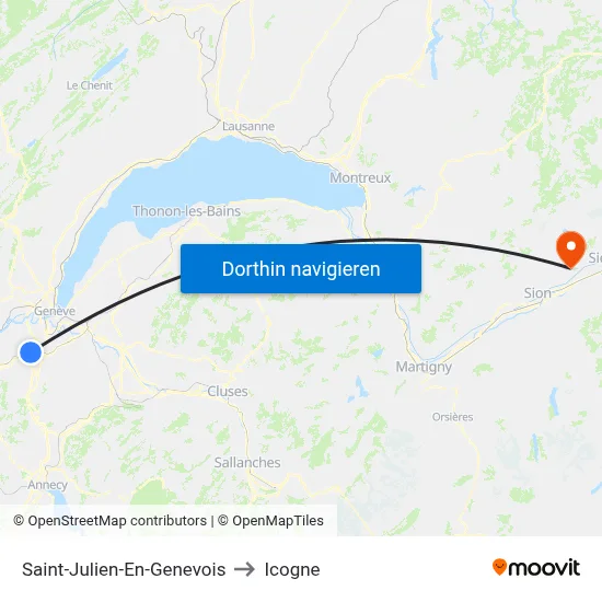 Saint-Julien-En-Genevois to Icogne map