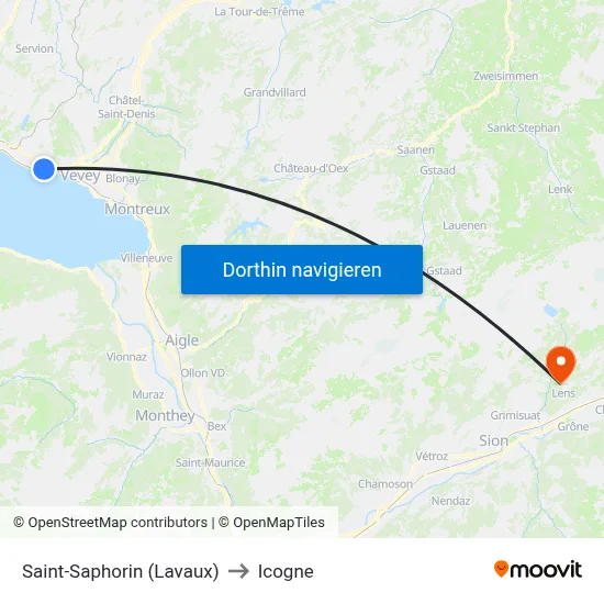 Saint-Saphorin (Lavaux) to Icogne map