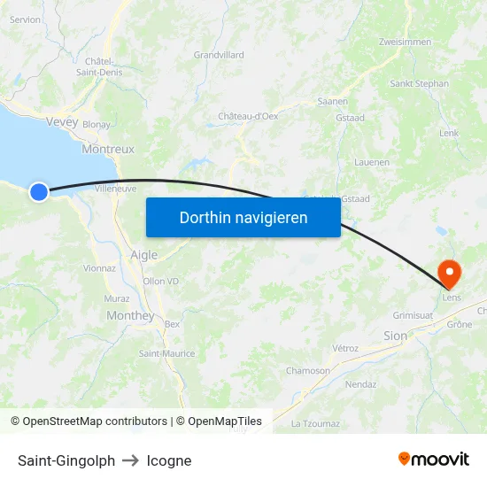 Saint-Gingolph to Icogne map