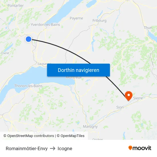 Romainmôtier-Envy to Icogne map