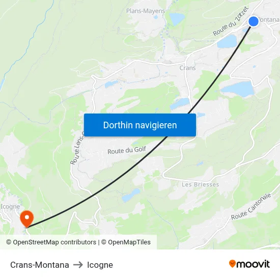 Crans-Montana to Icogne map