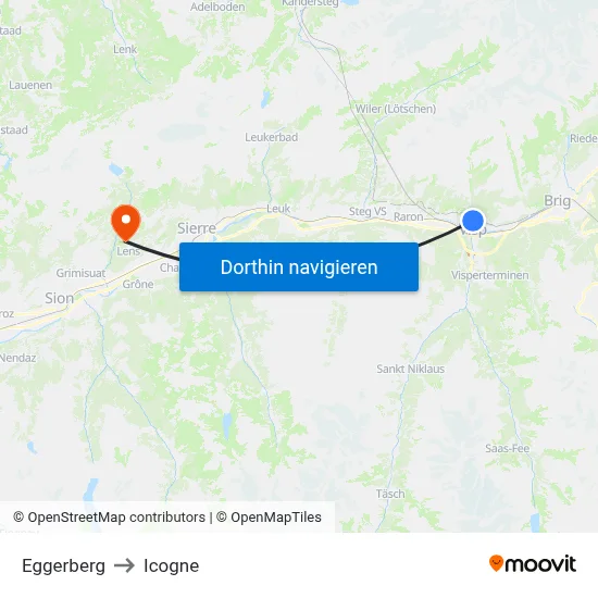 Eggerberg to Icogne map