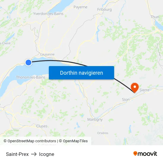 Saint-Prex to Icogne map