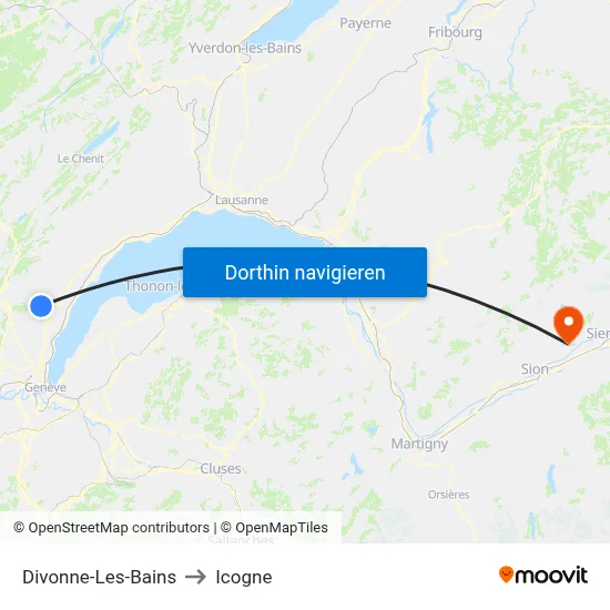 Divonne-Les-Bains to Icogne map